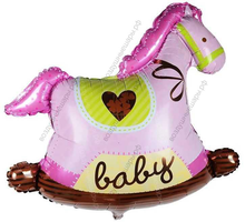 Шар с гелием  Фигура, Лошадка качалка, Розовый, 91 см.