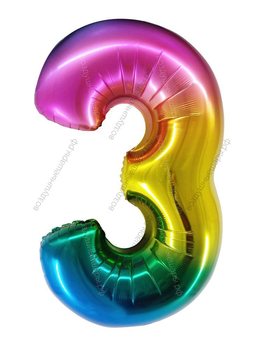 Шары цифры РАДУЖНЫЕ с гелием