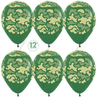 Шар с гелием  Камуфляж, Темно-зеленый (032), пастель, 5 ст, 30 см.
