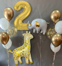 Украшение из гелиевых шаров "Жираф и слоник" на 2 года ребенку
