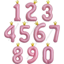 Шары-цифры Розовые с коронами гелиевые, 90см