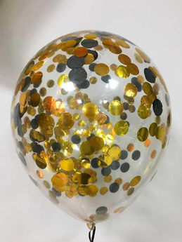 Прозрачные шарики с конфетти, золотые и черные круги