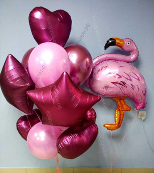 Букет из гелиевых шаров Гранатовый с Фламинго