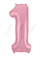 Шар (40''/102 см) Цифра, 1, Slim, Розовый Фламинго, 1 шт. в упак.