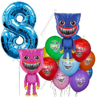 Композиции гелиевых шариков Хаги Ваги и Киси Миси на 8 лет