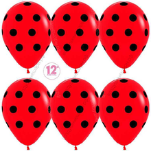 Шар с гелием  Черные точки, Красный (015), пастель, 5 ст, 30 см.
