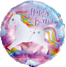 Шар с гелием  Круг, С Днем Рождения! , единорог, 46 см.