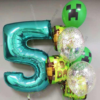 Фонтан из шаров Майнкрафт B-Day на 5 лет мальчику