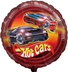 Шар с гелием  Круг, Горячие тачки, Красный, 46 см.