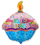 Фольгированный шар (23''/58 см) Фигура, Кекс со свечкой, 1 шт.
