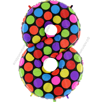 Шары цифры в ГОРОШЕК с гелием