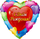 Воздушный шар (18''/46 см) Сердце, С Днем рождения (разноцветные сердца), 1 шт.