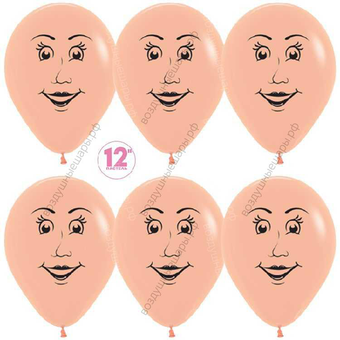 Шар с гелием  Лицо женское, Персиковый (060), пастель, 1 ст, 30 см.