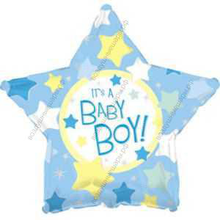 Фольгированный шар  Звезда, С рождением мальчика, Голубой, 46 см.