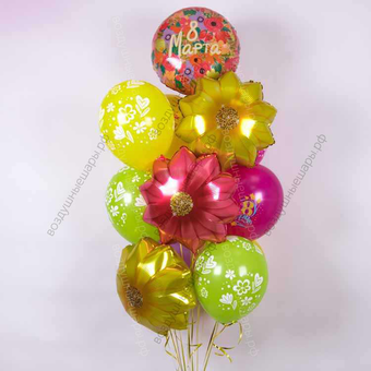 Фонтан с цветами из шариков на 8 марта