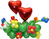 Композиция из шариков "Цветочная поляна" с сердцами С красными сердцами