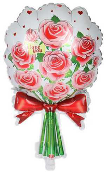 Шар с гелием  Фигура, Букет роз, Красный, 58 см.