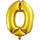 Воздушный шар с клапаном (16''/41 см) Цифра, 0, Золото, 1 шт.