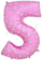 Шар (40''/102 см) Цифра, 5, Сердечки, Розовый, 1 шт.