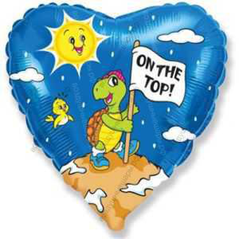Шар с гелием  Сердце, Черепашья гора, Синий, 46 см.