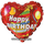 Воздушный шар (18''/46 см) Сердце, Happy Birthday Колпак с шарами, 1 шт.