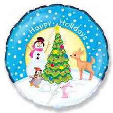 Шар с гелием  Круг, Счастливого Рождества, 46 см.