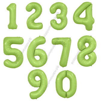 Шары цифры Мистик, Фисташка сатин с гелием, 90 см.