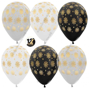 Шар с гелием  Снежинки, Ассорти (005/080/390), пастель, 5 ст, 30 см.