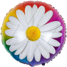 Шар с гелием  Круг, Ромашка, Радужный, 46 см.