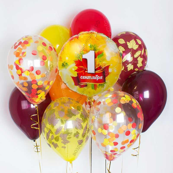 Букет из гелиевых шаров ученику на 1 сентября "Здравствуй, школа!"