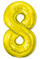 Шар (40''/102 см) Цифра, 8 Slim, Золото, 1 шт.