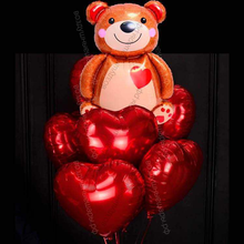 Подарок из шаров для любимой на 14 февраля, Мишка с сердцами