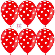 Шар с гелием  Сердца, Красный (015), пастель, 5 ст, 30 см.
