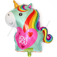 Шар с гелием  Фигура, Единорог с сердечком, Бирюзовый, 79 см.