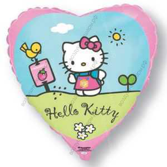 Шар с гелием  Сердце, Котенок в саду, 46 см.