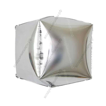 Шар с гелием 3D  Куб, Серебро, 51 см.