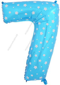 Шары цифры СИНИЕ СО ЗВЕЗДОЧКАМИ с гелием