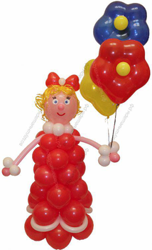 Девочка из шаров с букетом из 3 шариков с гелием