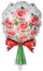 Фольгированный шар (26''/66 см) Фигура, Букет роз, Красный, 1 шт.