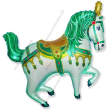 Шар с гелием  Фигура, Лошадь ярмарочная, Зеленый, 99 см.