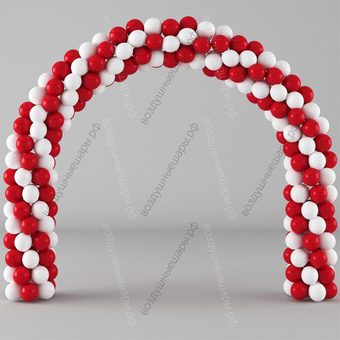 Арка из шаров двухцветная, бело-красная