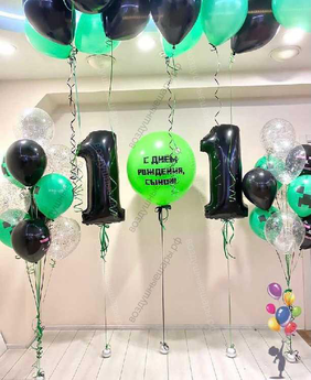 Оформление шарами в стиле Майнкрафт на 11 лет