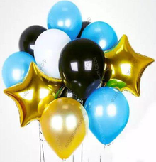 Букет из 10 гелиевых шариков и 2 звезд "Все краски неба"