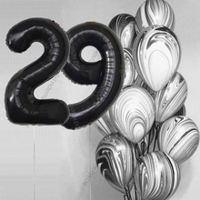 Букет гелиевых шаров агатов на 29 лет Безупречный стиль с черными цифрами