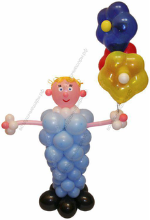 Мальчик из шаров с букетом из 3 шариков с гелием
