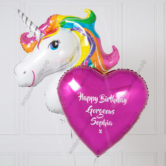 Букет из шаров "Единорог с шаром-открыткой"