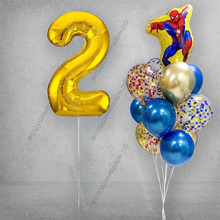 Букет шаров на День Рождения мальчику "Человек Паук желтый"