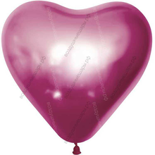 Малиновое сердце Хром Фуше, надутое гелием, 25 см