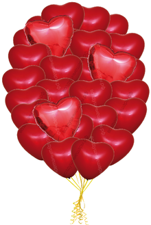 Букет красных сердец с 3 сердечками