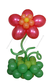 Цветок из шаров гелиевый двойной с 5 лепестками, на большом основании Красный